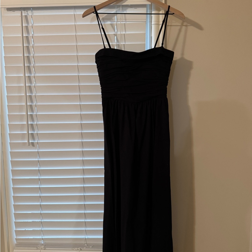 Reformation Black Smocked Sundress Cocktail